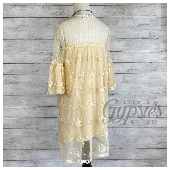 POL Honey Gold Dotted Lace Shift Dress - Picture 7 of 11